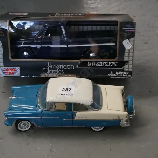 boxed diecast of 1966 Chevrolet pick up, Chevrolet Bel Air hard top