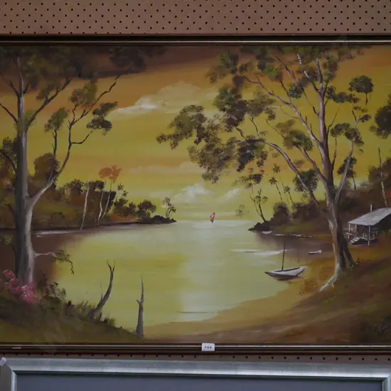 framed oil - estuary scene