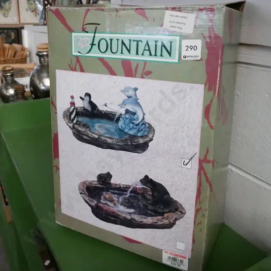boxed as new indoor fountain - dolphin, walrus and lighthouse