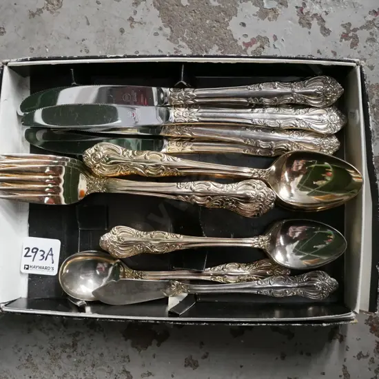 box of gold plated and other cutlery