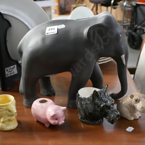 elephant money box, egg cups etc Elephant H210