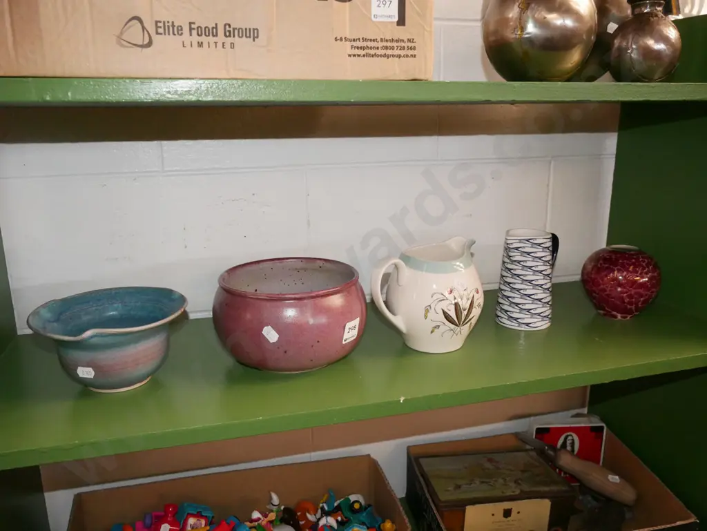 studio pottery bowls, Meakin jug, jug and vase Image 1++