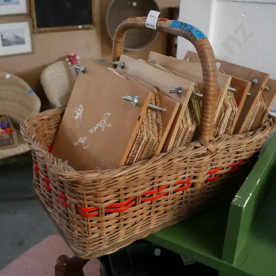 cane basket, 4x flower presses