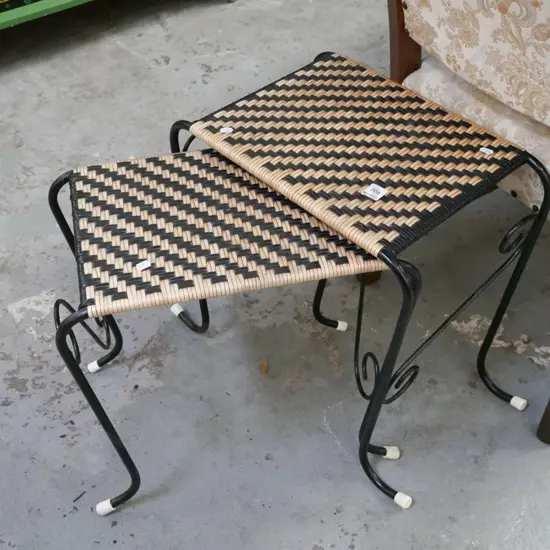 2x retro woven plastic stools