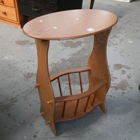 mdf faux woood veneer end table/magazine rack H590