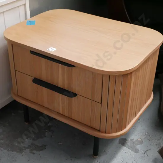 contemporary faux oak 2 drawer low bedside cabinet H440