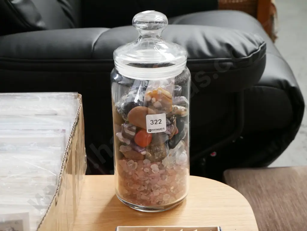 lidded glass storage canisters, stones Image 1++