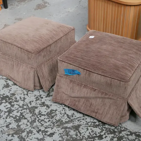 2x brown upholstered footstools