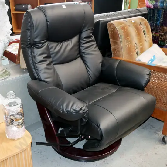 black leather swivel reclining chair 