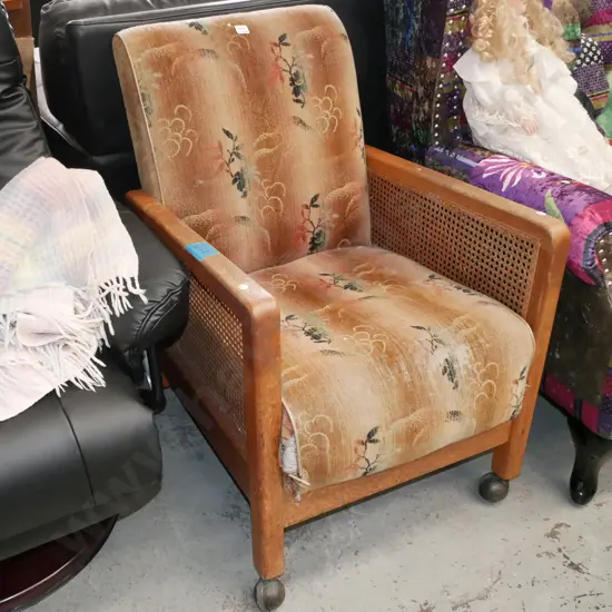 bergere armchair on casters - upholstery needs attention