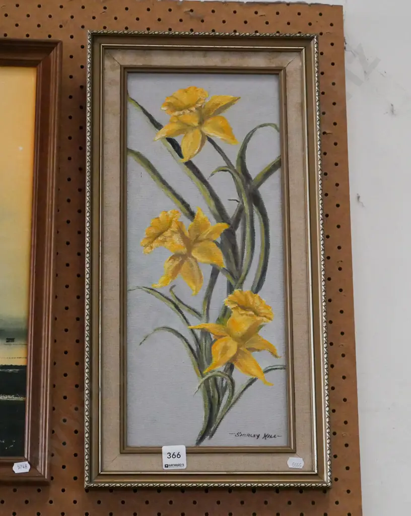 framed oil on board - daffodils Image 1++