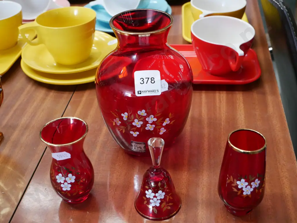 Bohemian ruby crystal vases, bell Tallest H160 Image 1++