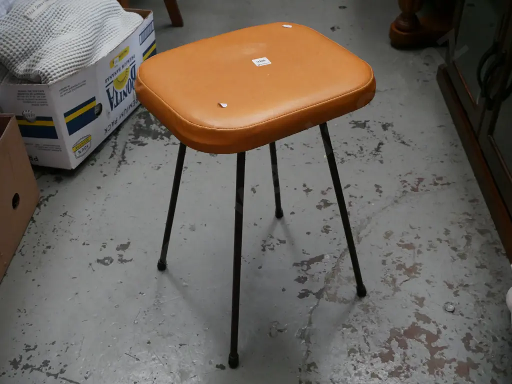 orange vinyl stool Image 1++