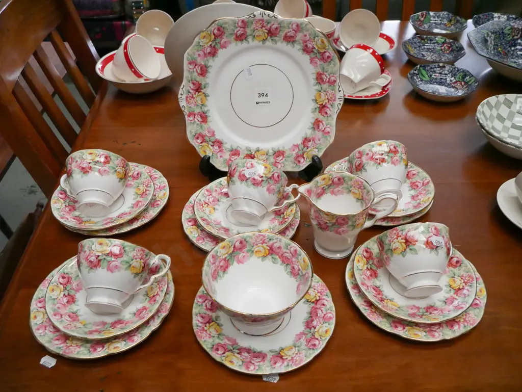 Royal Staffordshire Rosina floral tea  set Image 1++