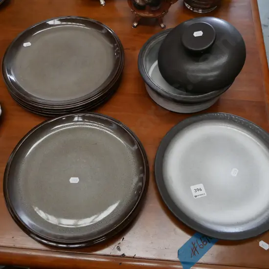 Temuka plates, lidded casserole, 1 other plate