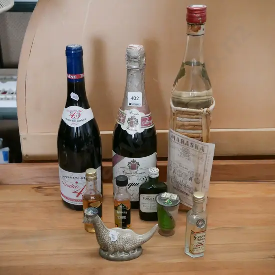 spirit miniatures, wine bottles, unopened Narsaska