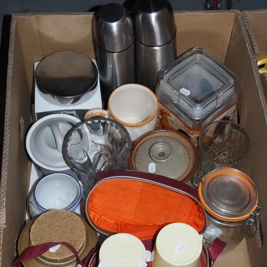 box; thermoses, storage canisters, vases etc