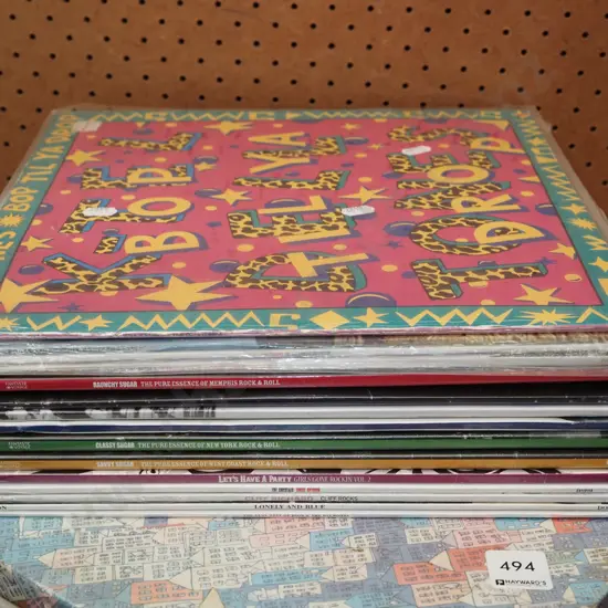 stack of LPs; Deltones, Everly Brothers etc