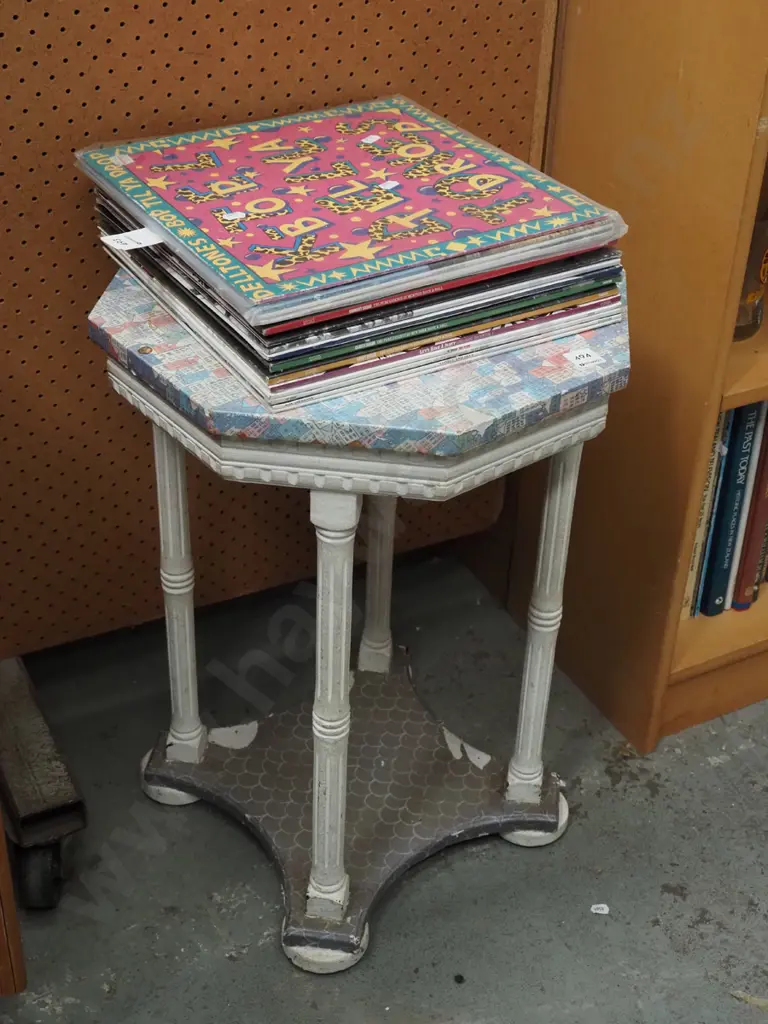 upcycled octagonal lamp table  - needs attention H590 Image 1++
