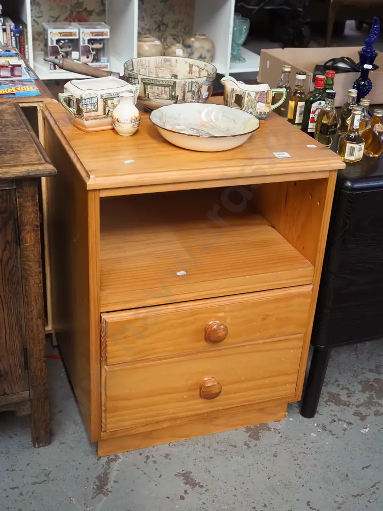 solid pine 2 drawer bedside cabinet Image 1++