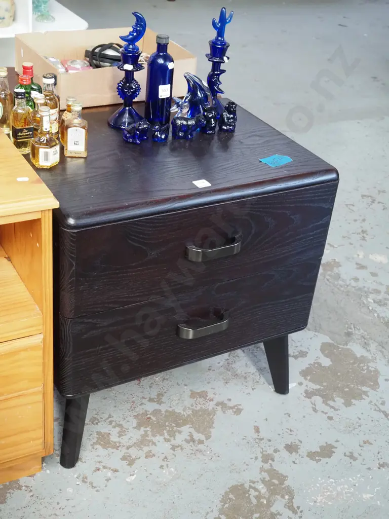 modern solid wood 2 drawer bedside cabinet Image 1++