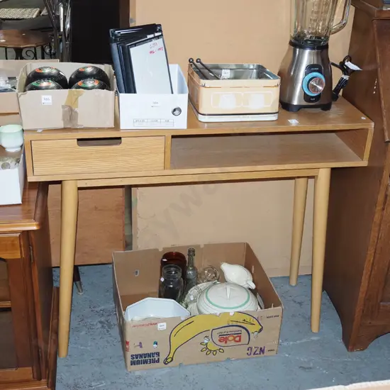 contemporary mdf faux wood veneer single drawer hall table - marks to varnish H780 W1000 D300