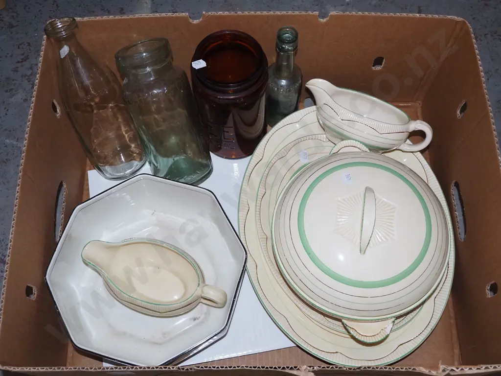 box; Clarice Cliff ashets, jugs, bottles etc Image 1++