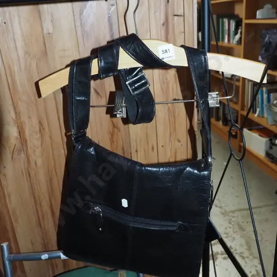 black leather hand bag