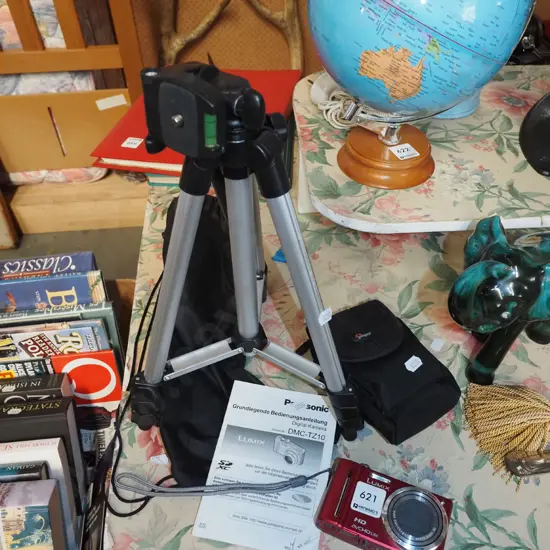 Lumix TZ-10 digital camera, case and small tripod