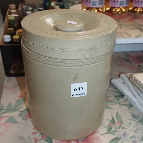 small ceramic lidded storage crock H200