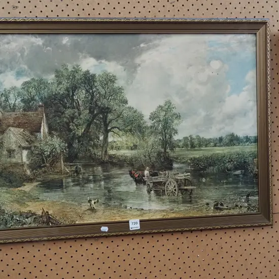 framed Constable print - wagon fording stream