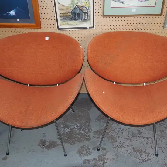 2x orange upholstered lip chair