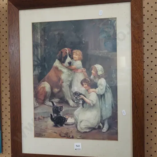 framed print - children, cats, dog