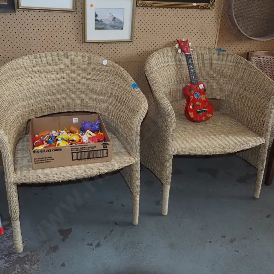 2x woven cane patio chairs