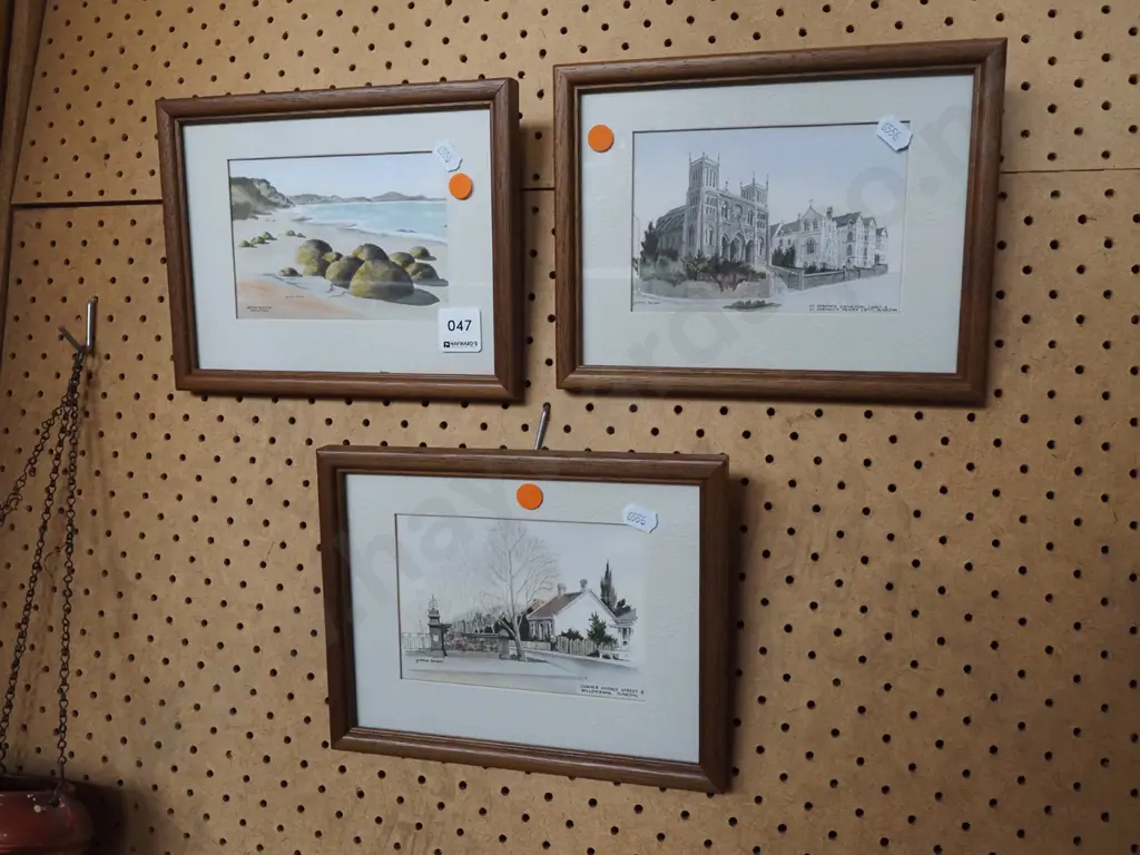 3x Yvonne Benson hand coloured prints Image 1++