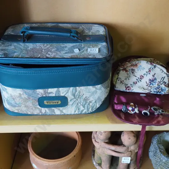 make up bag, jewellery case, costume rings