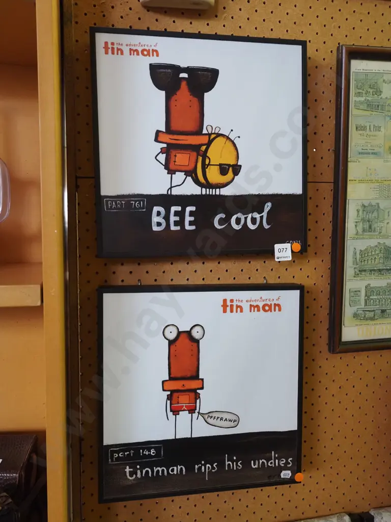 2x Tin Man prints - orange dots Image 1++