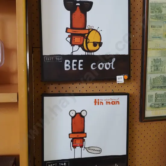 2x Tin Man prints - orange dots