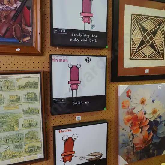 3x Tin Man prints - green dots