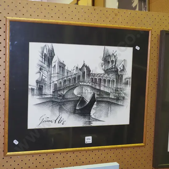framed charcoal - Venice, Bridge of Sighs