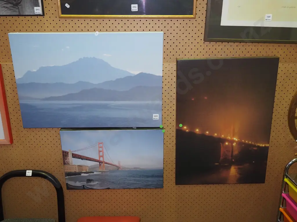 3x photo prints on canvas - bridges and landscapes - green dots Image 1++