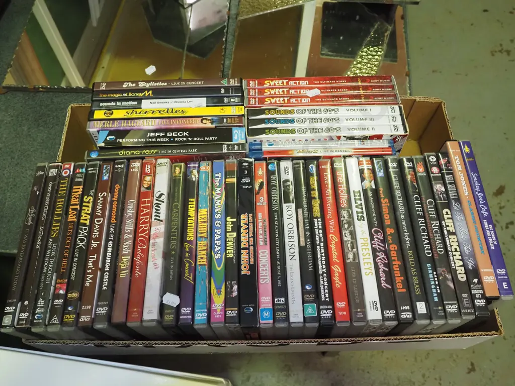 box of music DVDs Image 1++