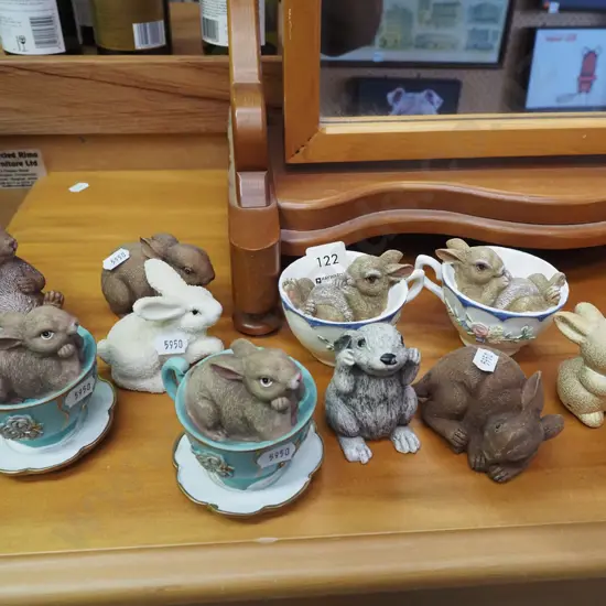 various rabbit figurines