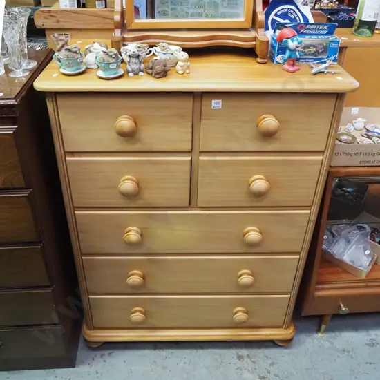 solid rimu 7 drawer tall boy - fading to varnish H1165 W860 D410