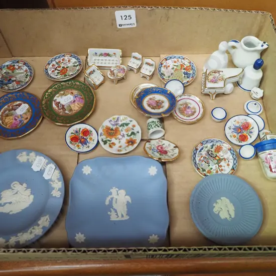 box; jasperware dishes, Limoges and other miniatures
