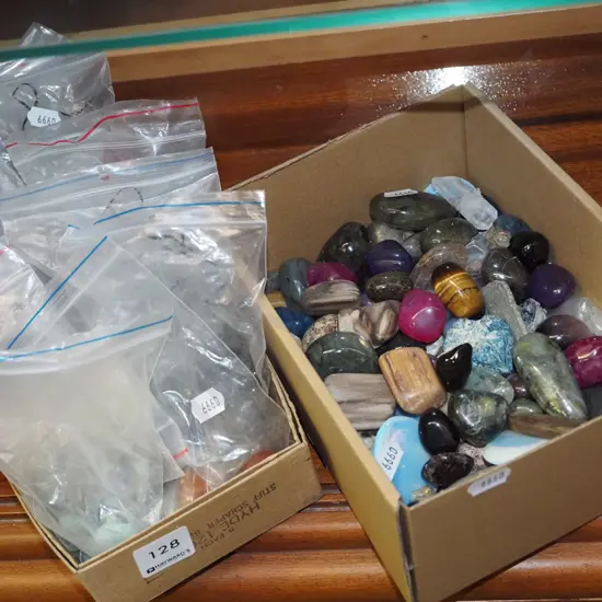 2x boxes of polished stones