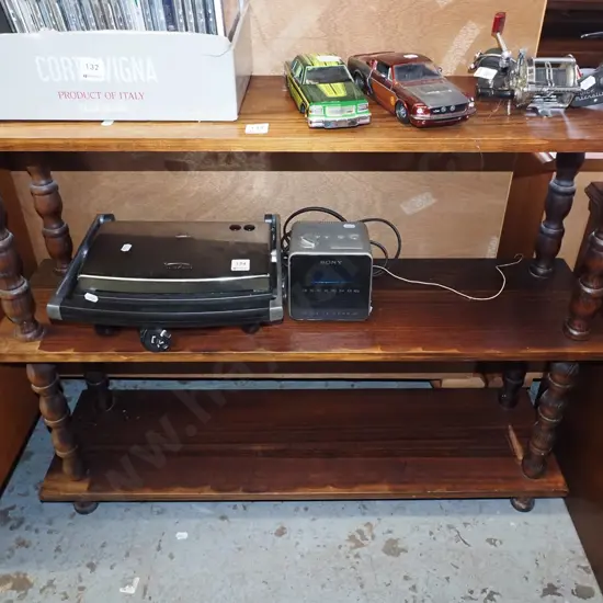 dark stained pine bookcase H735 W900 D235