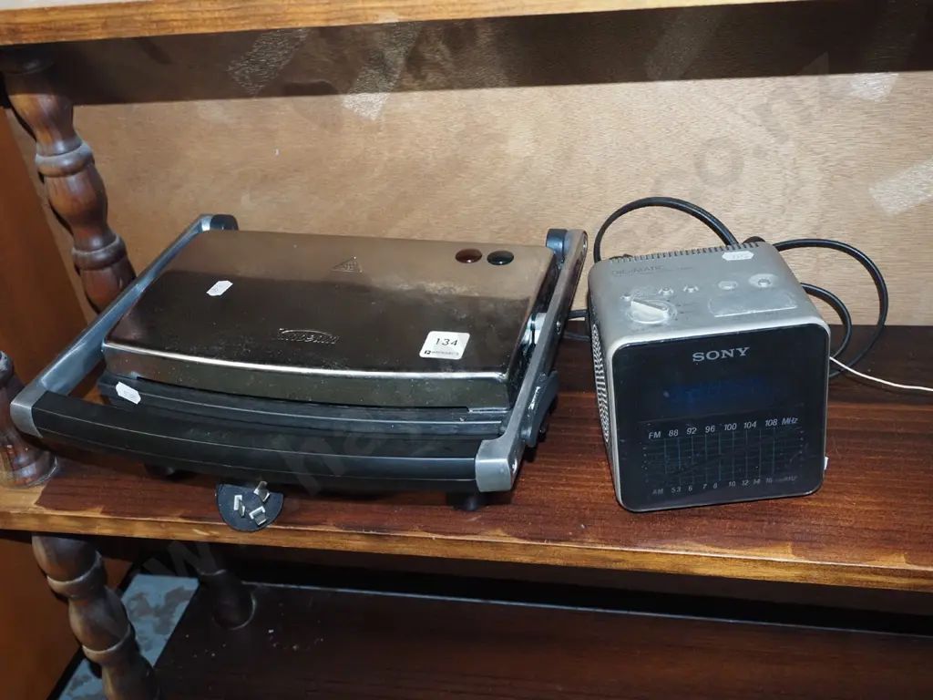 Sunbeam sandwich press, Sony bedside radio alarm clock Image 1++