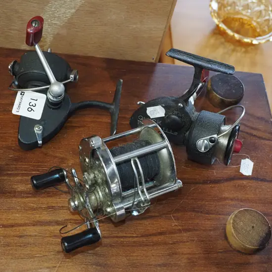 3x vintage fishing rods- 1 missing parts