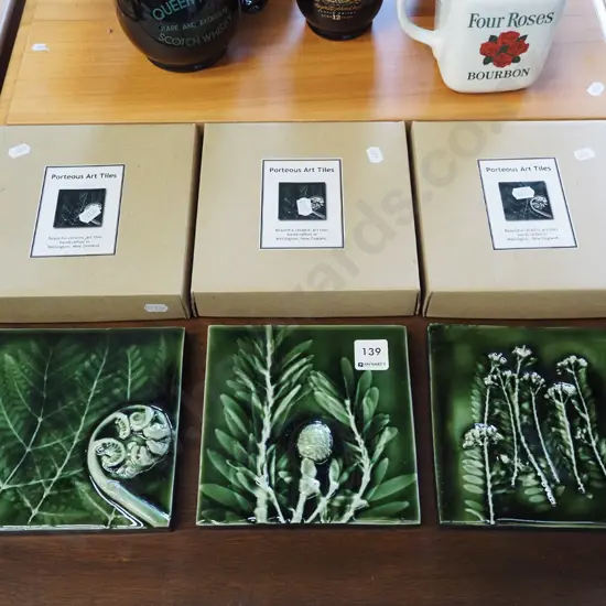 3x Porteous hand crafted tiles with original boxes